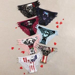 Colorful Skull Sexy Lace Panty Sets, Panty Packs